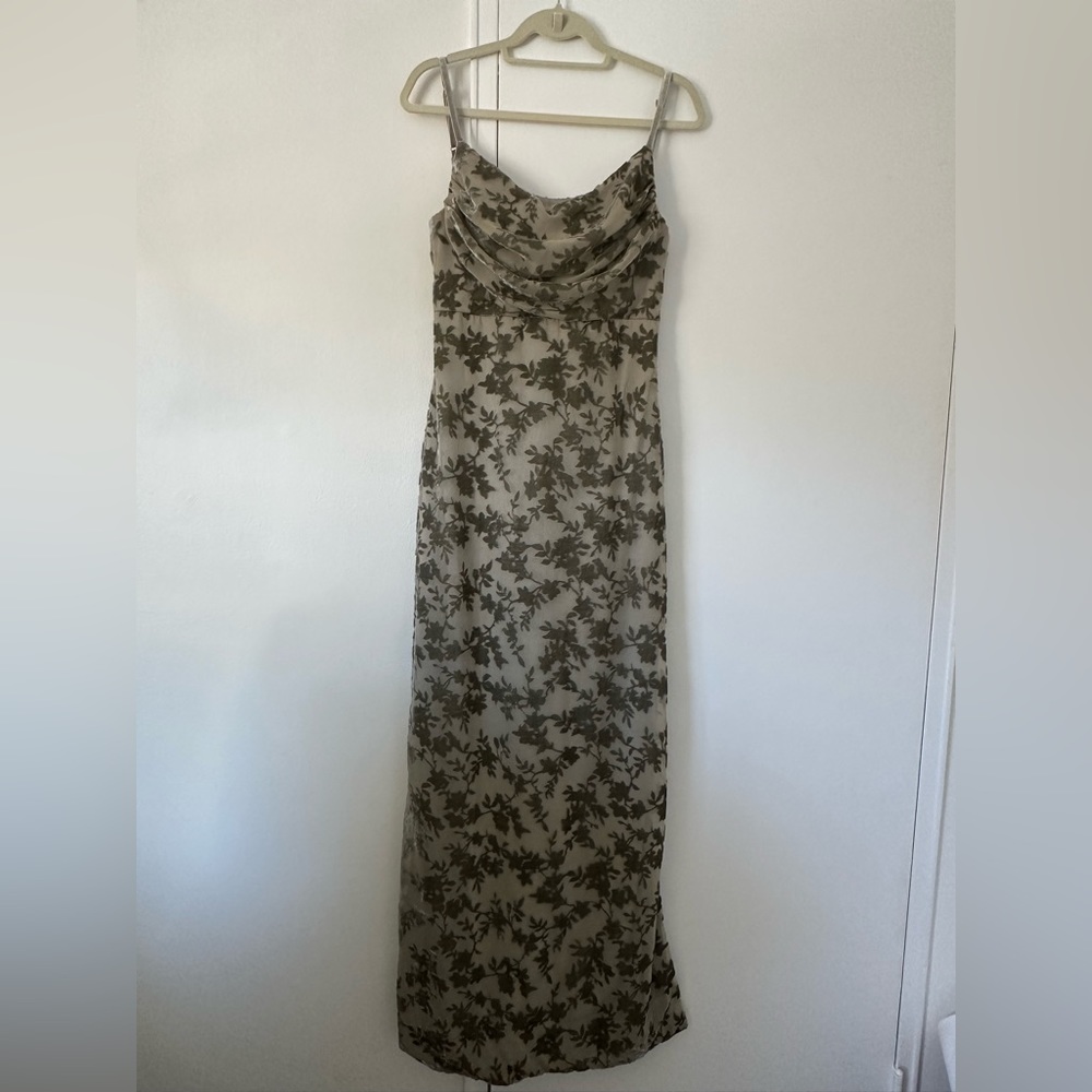Revelry Skye Floral Burnout Velvet dress in color silver sage